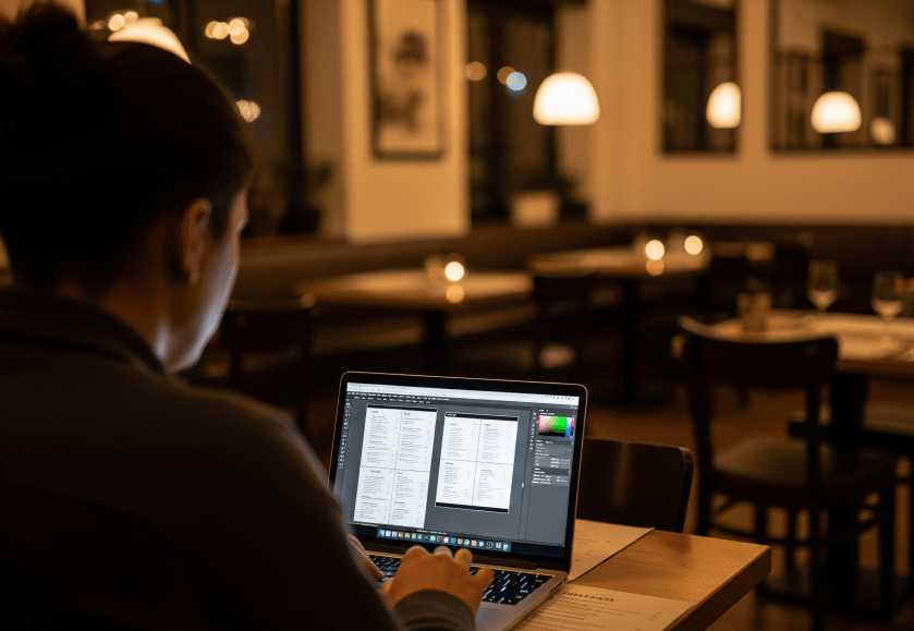 A restaurant owner working on her branding